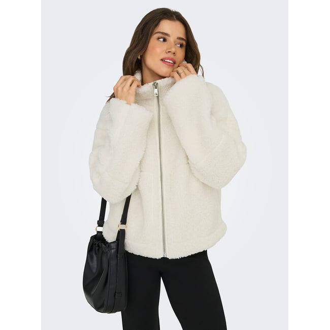 Veste zippée en sherpa blanc <span itemprop=