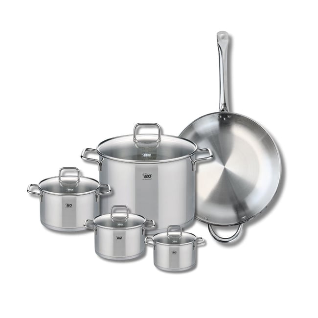 Batterie 1 poêle 32cm + 4 faitouts 12/14/16/26cm PROFI CITRIN gris <span itemprop=