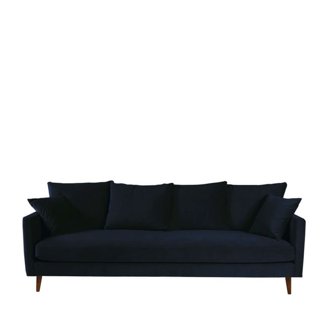 Canapé convertible 3 places en velours pieds bois foncé- VILLABON - DRAWER