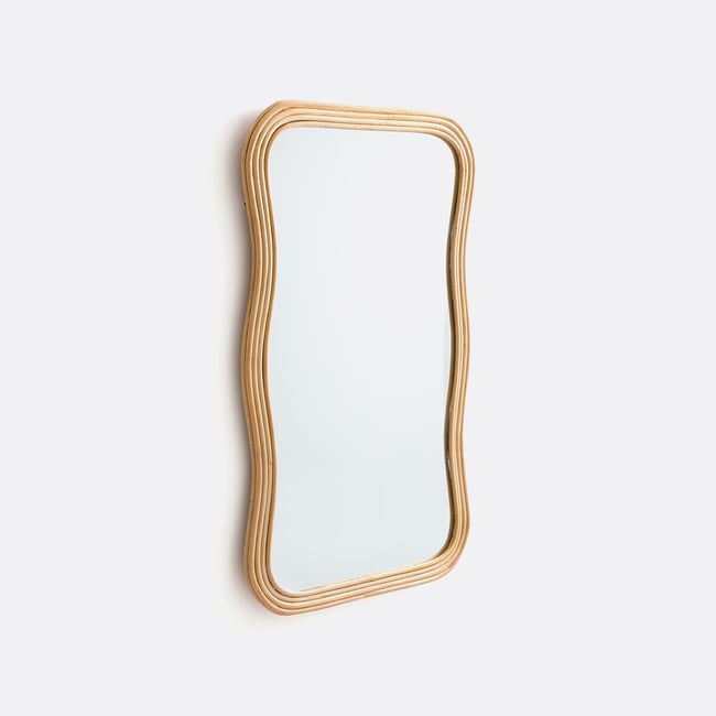 Miroir en rotin H75 cm, Vaguo Couleur naturel <span itemprop=