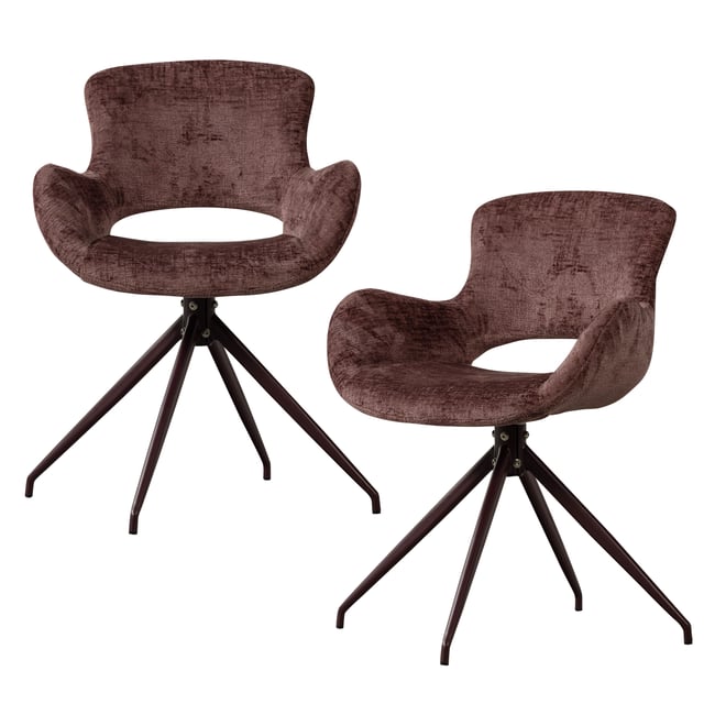 Lot de 2 chaises de table en velours ELIVA - WOOOD