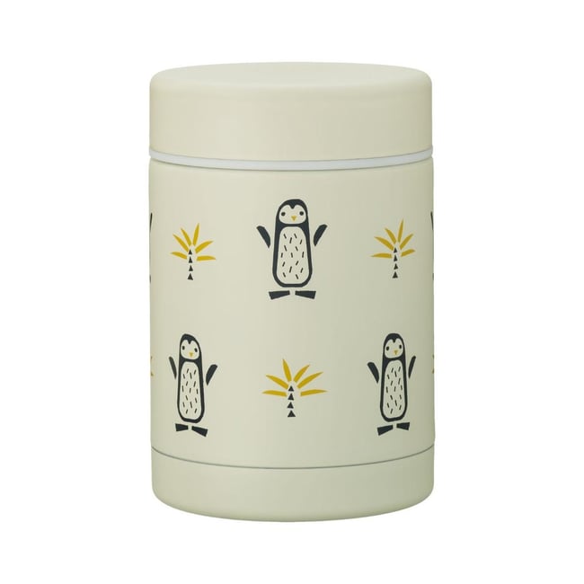 Thermos alimentaire ecru, noir, jaune <span itemprop=