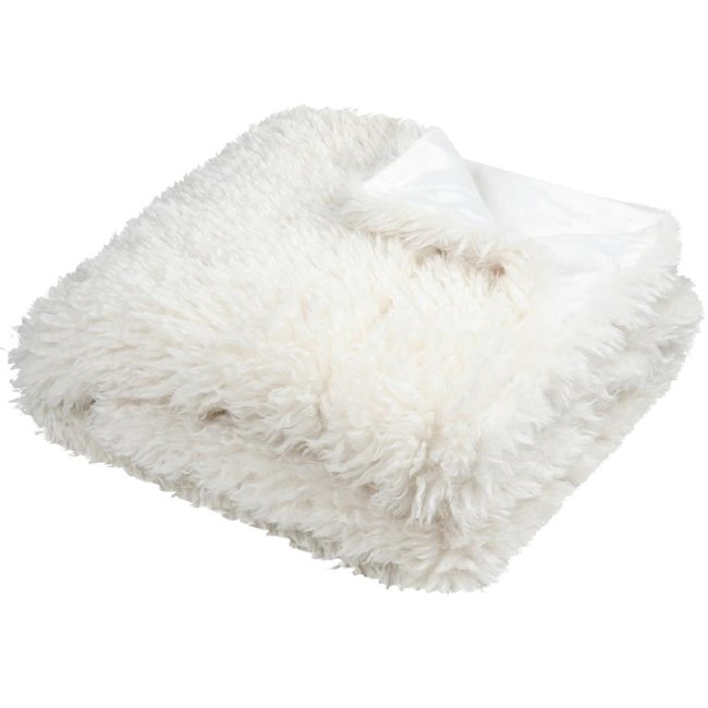 Plaid imitation fourrure  - Effet poils longs blanc <span itemprop=
