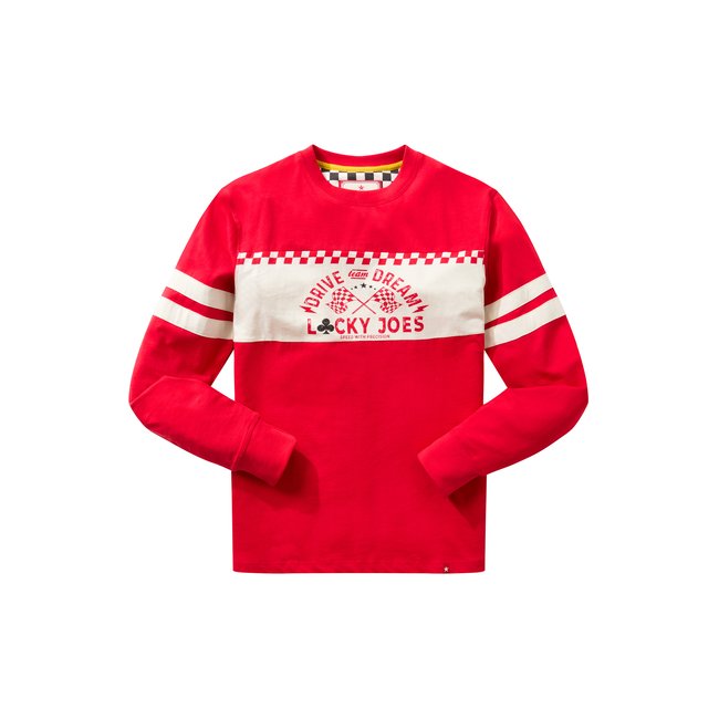 T-shirt à manches longues à col rond d’inspiration course rouge <span itemprop=