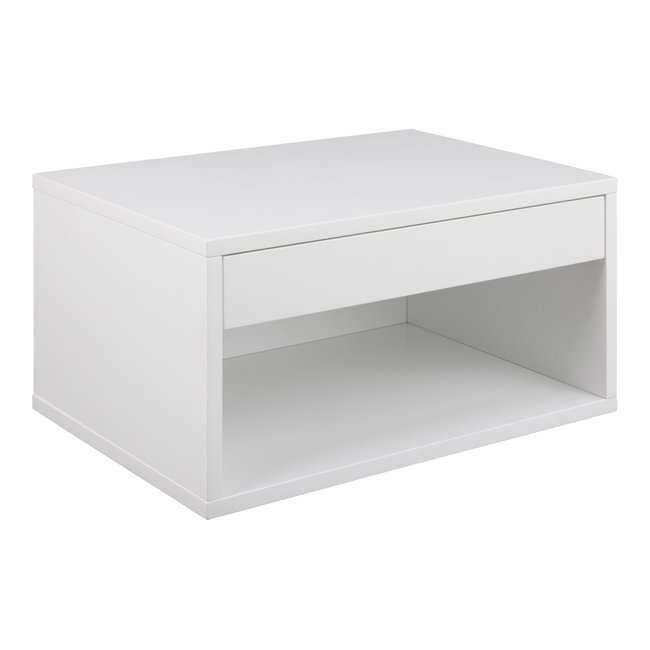 Chevet suspendu 1 tiroir 1 niche - WALL Couleur blanc <span itemprop=