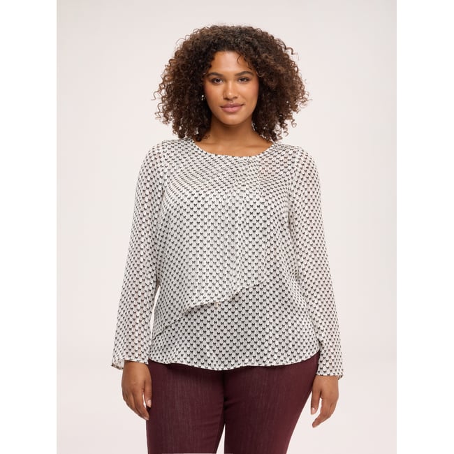 Blouse avec imprimé et volant blanc <span itemprop=