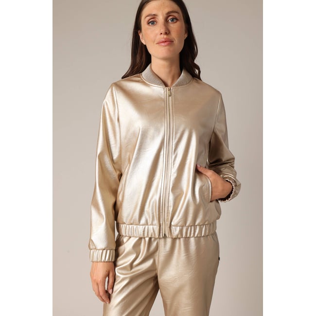 Blouson aviateur métallisé LUIZA doré <span itemprop=