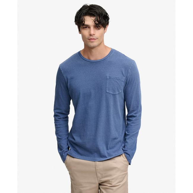 Top à manches longues avec poche en coton et lin bleu spitfire <span itemprop=