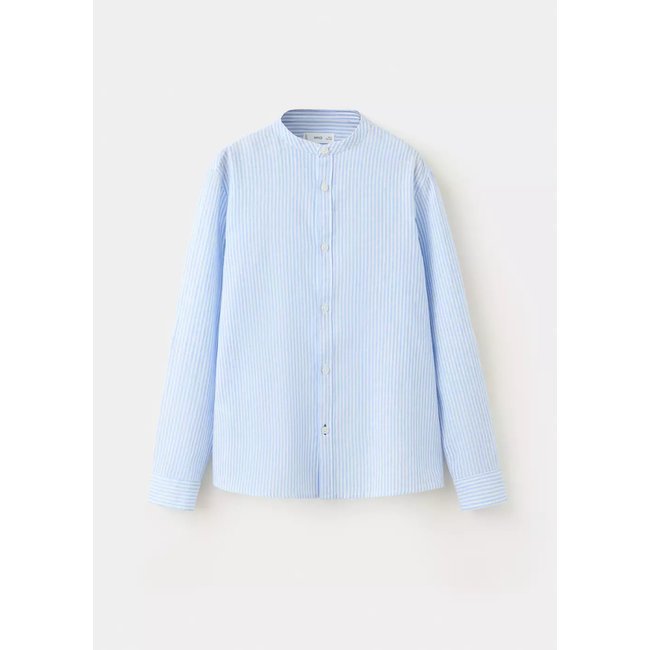 Chemise lin rayée bleu <span itemprop=