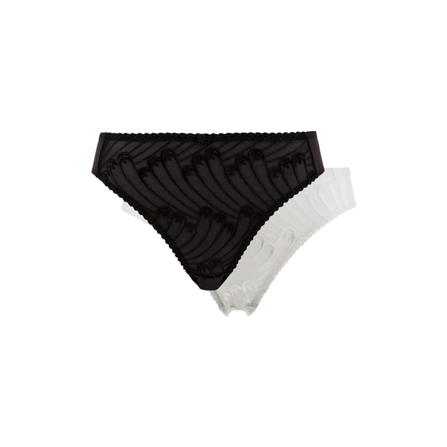 Lot de deux slips NARCISSE ivoire&noir <span itemprop=