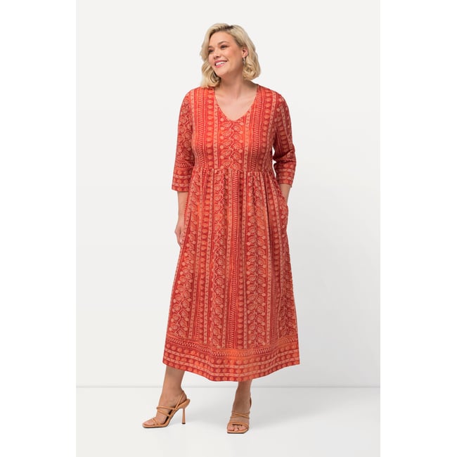Robe en jersey coupe trapèze orange clair <span itemprop=
