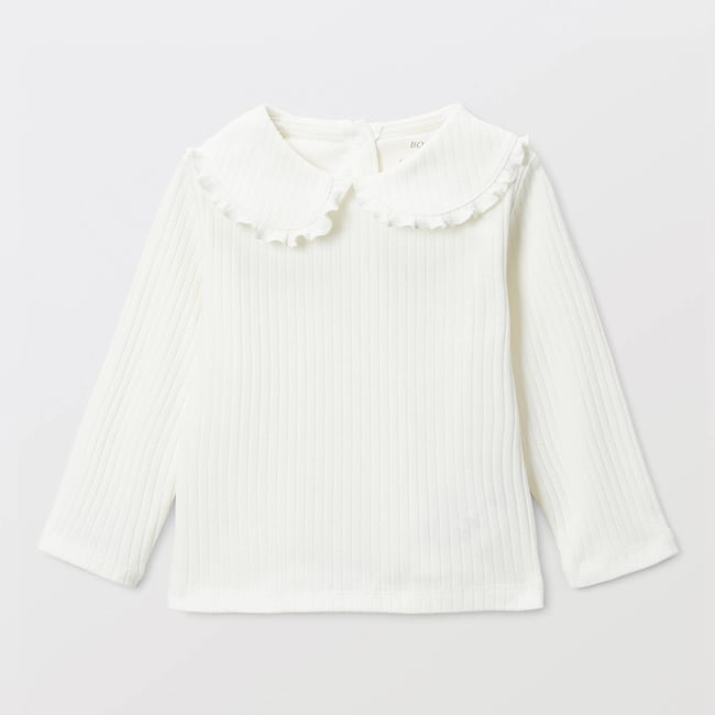 Blouse unie grand col brodé en coton BIO GOTS - BOUT'CHOU