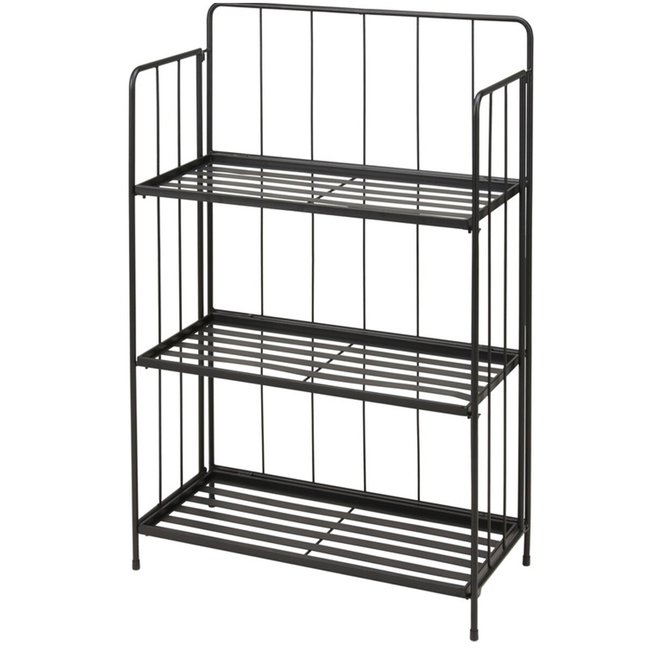 Étagère pour plantes en métal noir 58x27x90cm Couleur noir <span itemprop=