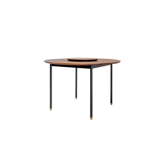 Table de repas ronde en noyer ELENA Couleur bois foncé <span itemprop=