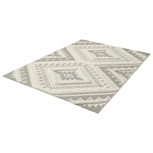 Tapis pour une chambre ou une entrée tissé motif ethnique BAIME Couleur crème <span itemprop=