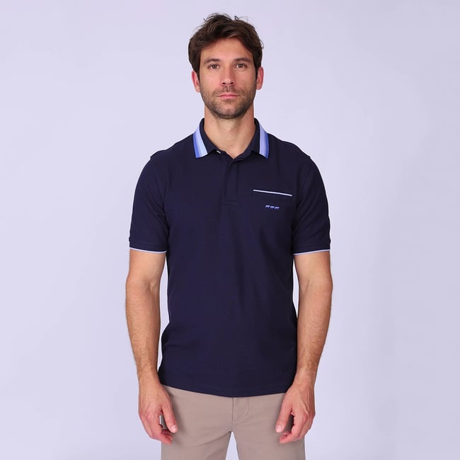 Polo Hervin bleu marine <span itemprop=