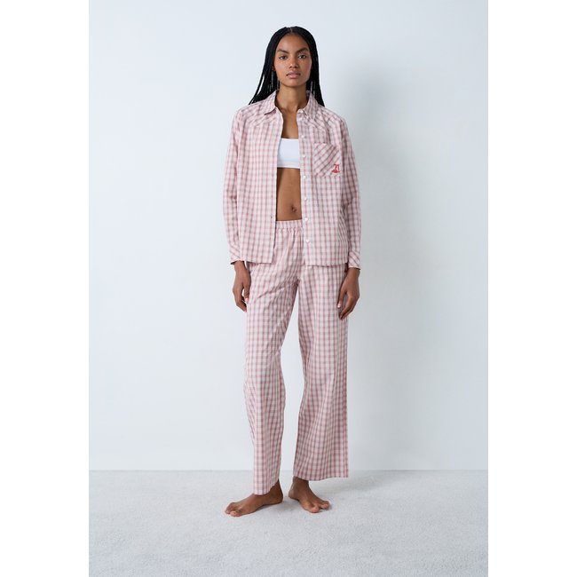 Chemise de pyjama en coton à carreaux BLANKET marron <span itemprop=