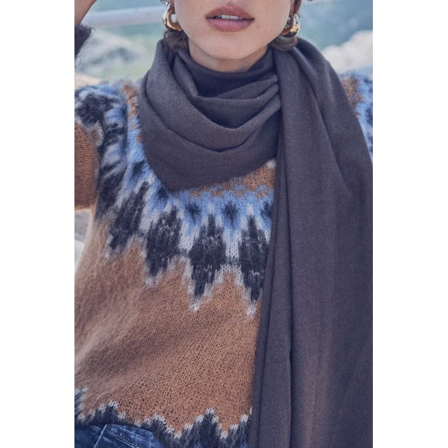 Pull jacquard BALTIC en alpaga beige <span itemprop=