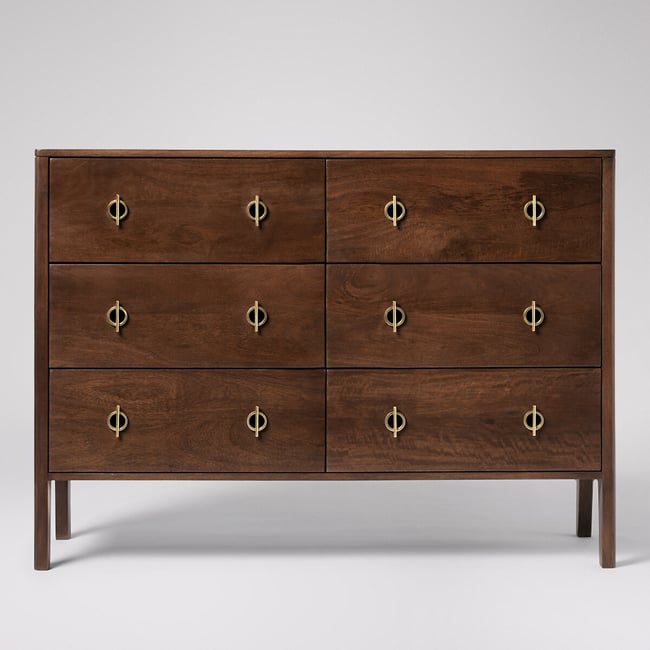 Morse Mango Wood 6 Drawer Chest Of Drawers, dark brown, SWOON