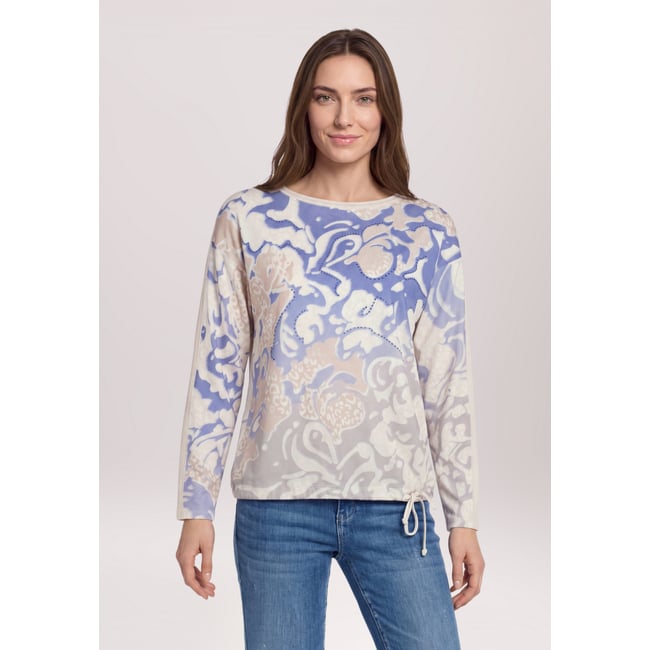 Haut casual à cordon coulissant sous tunnel bleu/beige <span itemprop=