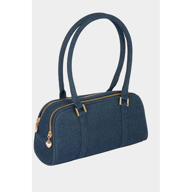 Sac baguette en jean denim stone <span itemprop=