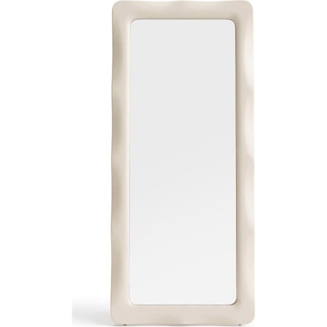 Miroir rectangulaire en bois Couleur beige clair brillant <span itemprop=