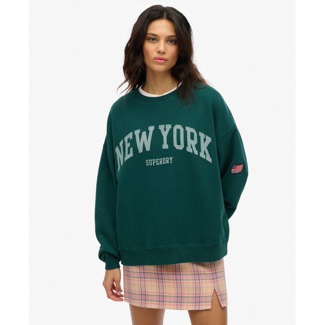 Sweat oversize à col rond Athletic Essentials vert pinède foncé <span itemprop=
