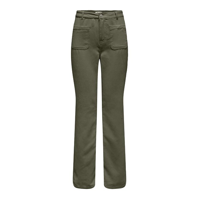 Bootcut broek, hoge taille <span itemprop=