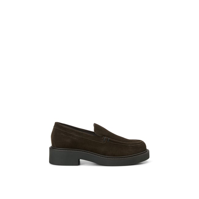 Mocassins modèle Perla en cuir velours souple marron <span itemprop=