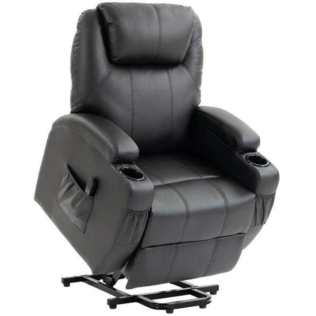 Fauteuil releveur électrique PU Noir Couleur noir <span itemprop=