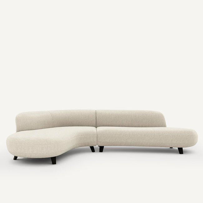 Canapé d’angle polyester bouclette, Rosebury Couleur craie <span itemprop=