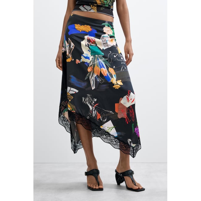 Jupe midi collage noir <span itemprop=