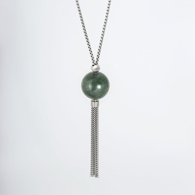 Long necklace Liliflo Grey - Aventurine, metal, LILIFLO