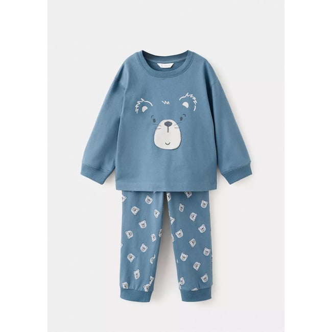 Pyjama long imprimé bleu <span itemprop=