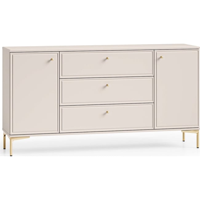 Commode SANDRO 2 portes 3 tiroirs Couleur cachemire et doré <span itemprop=