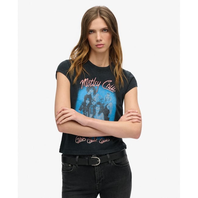 T-shirt à mancherons Mötley Crüe back in black intense <span itemprop=