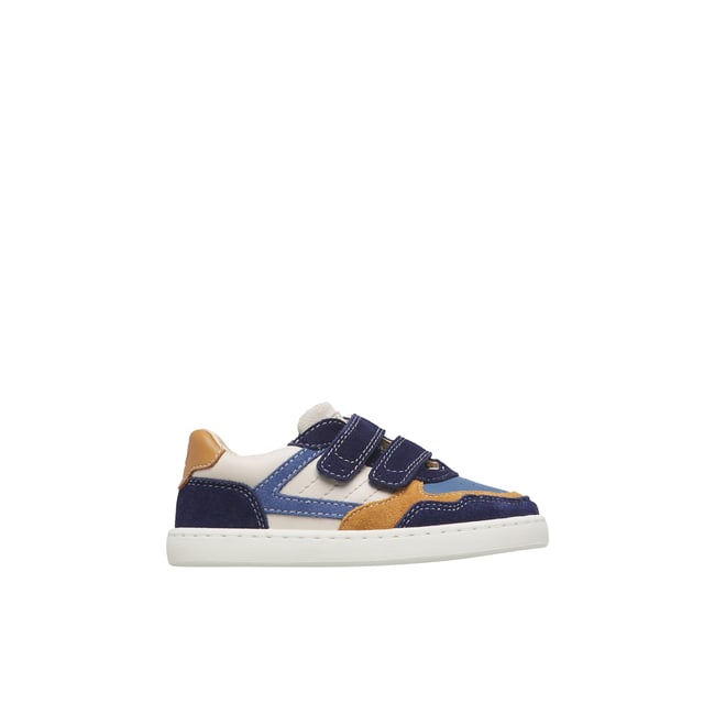 Baskets en cuir et suède BAREFOOT BIMKO VL. marine-blanc crème <span itemprop=