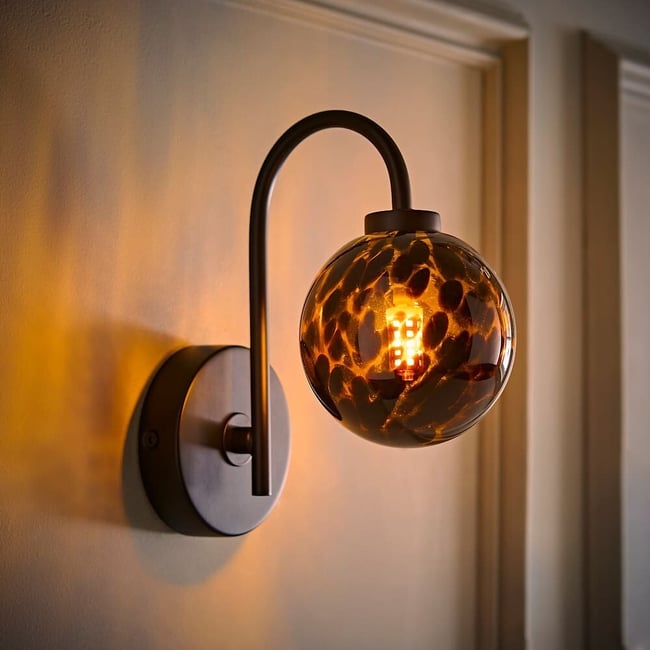 Ciara Tortoise Shell Glass Globe Wall Light - ÉDITÉ