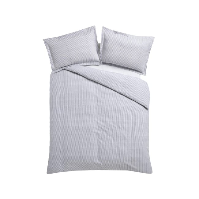 Parure drap-housse rayures matelassées gris <span itemprop=