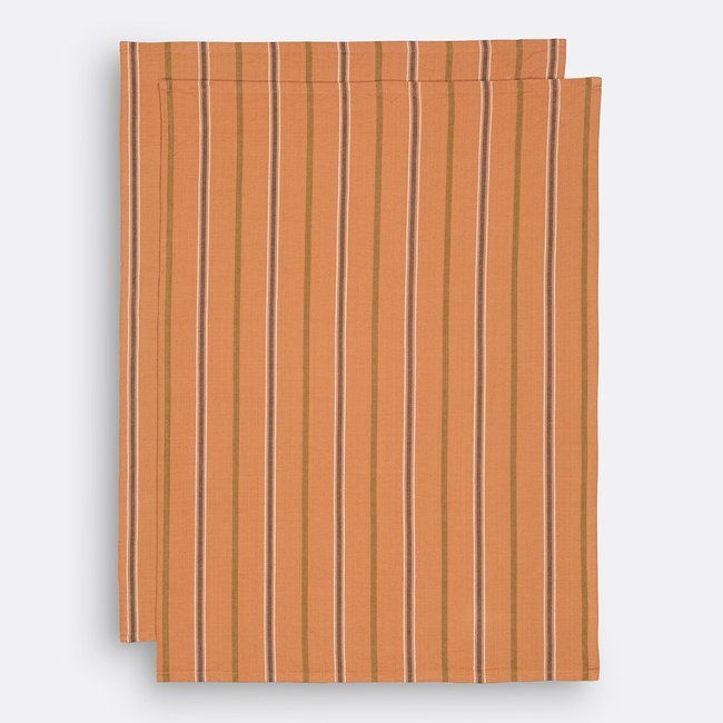 Set of 2 Hortense Striped Washed Cotton Tea Towels hazelnut LA REDOUTE INTERIEURS