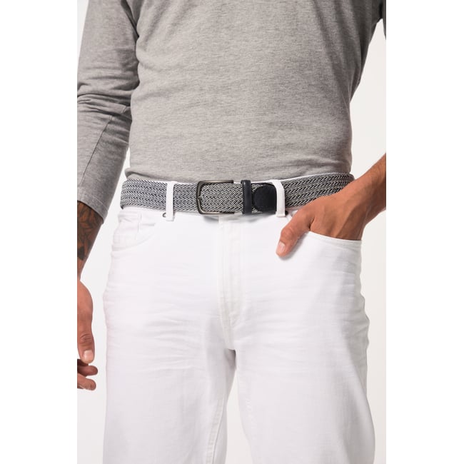Ceinture extensible tressée avec boucle en marine foncé <span itemprop=