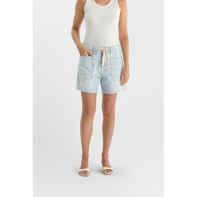Short en jeans MADO blue / white <span itemprop=