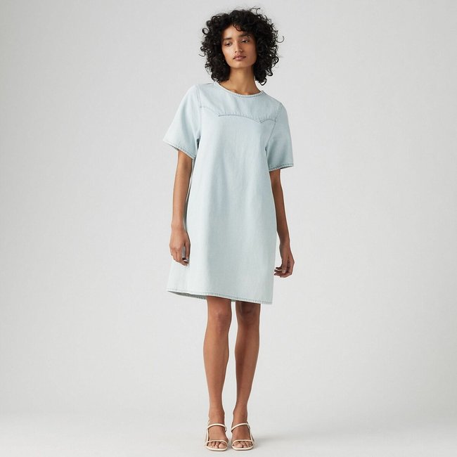 Vestido tipo t-shirt em ganga put it on ice <span itemprop=