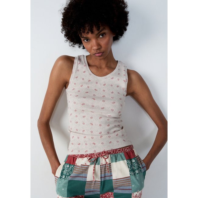Débardeur en coton en pointelle cœur à motifs BAYSIDE brique roux <span itemprop=
