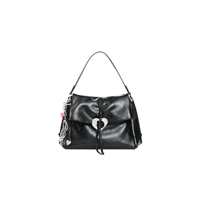 Sac effet cuir moyen noir <span itemprop=