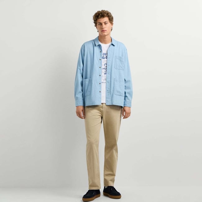 Surchemise En Denim Coupe Décontractée bleu clair <span itemprop=