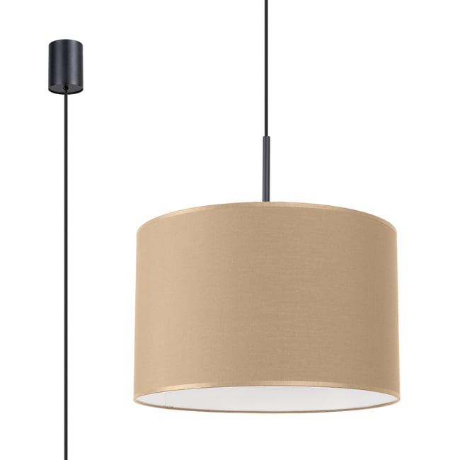 Suspension Tissu Taupe E27 1 Nevia Couleur taupe <span itemprop=