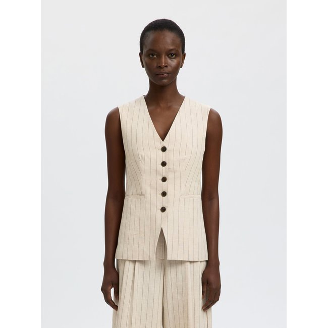 Gilet Sans Manches Mélange de lin white pepper <span itemprop=