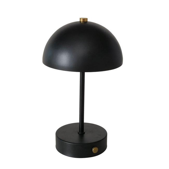 Lampe à poser champignon en métal noir LED sans fil 15x15x26cm Couleur noir <span itemprop=