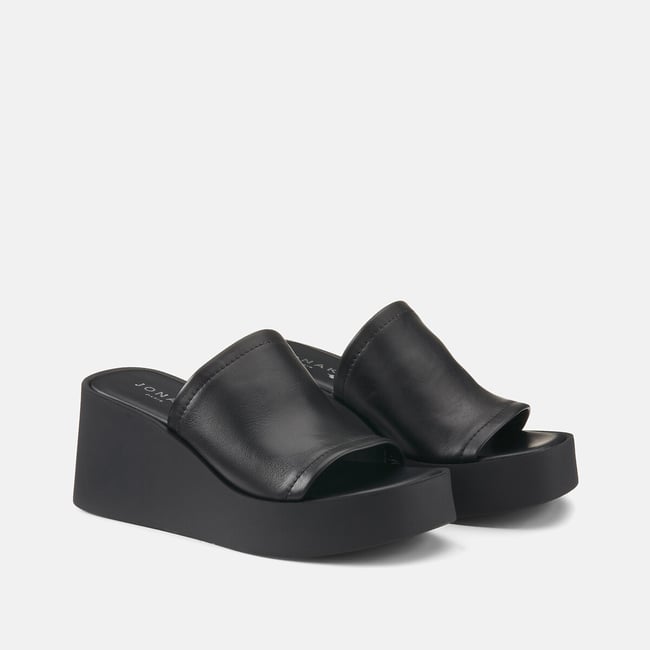 Eugene leather platform mules, black, JONAK